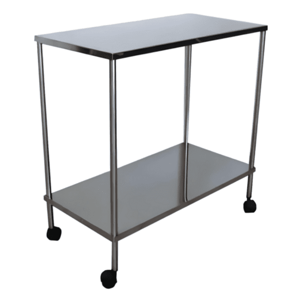 Mesa Auxiliar Inox 40 x 40 x 80cm com Rodízios